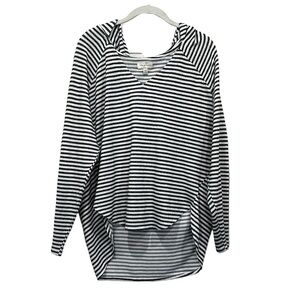 Lucky Brand dark gray and white striped oversized hoodie size M